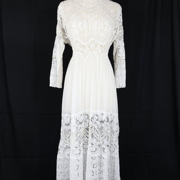 chinese dress ladies Vintage 1910s White Lace Dress