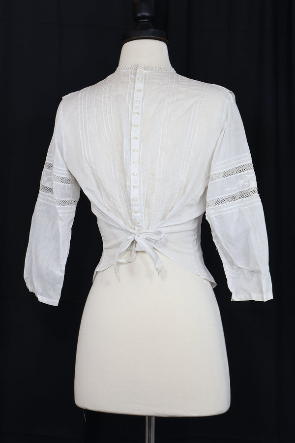 Vintage 1910s/1920s Embroidered Blouse - Sz XS