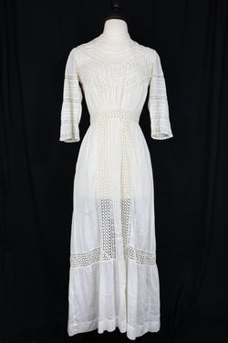 Antique 1910s White Lace Dress - 25 inch Waist