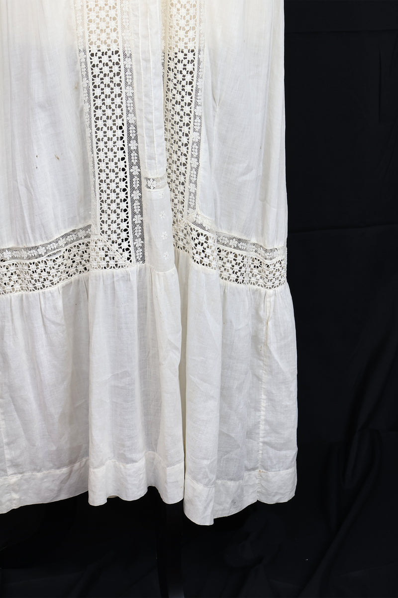 Antique 1910s White Lace Dress - 25 inch Waist