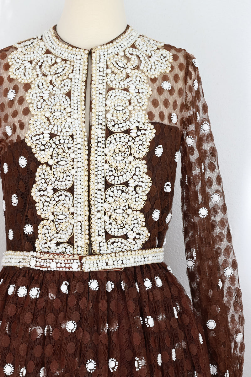 Iris Apfel Collection: Polka Dot Embroidered Gown