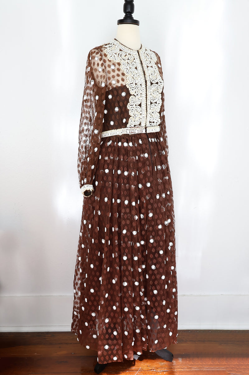 Iris Apfel Collection: Polka Dot Embroidered Gown