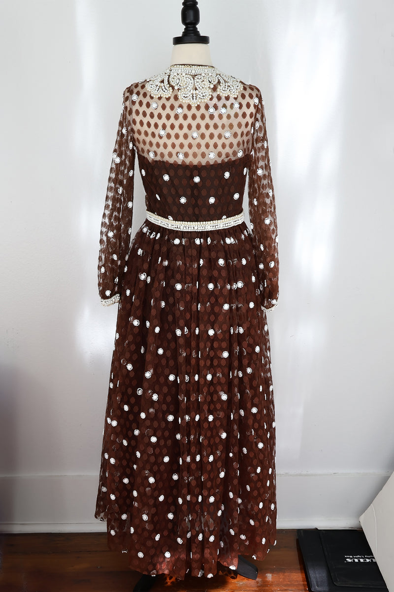 Iris Apfel Collection: Polka Dot Embroidered Gown