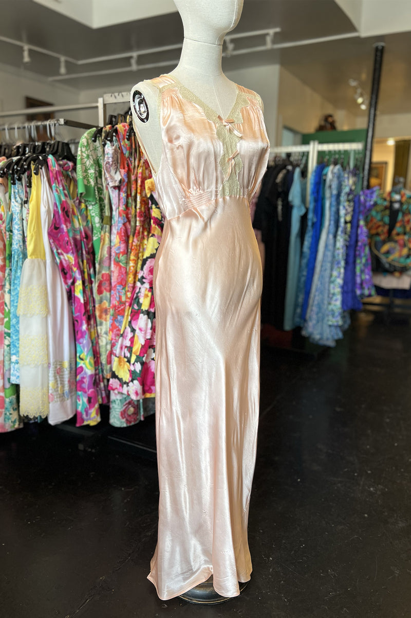 Vintage 1930s/40s Pink Silk Gown