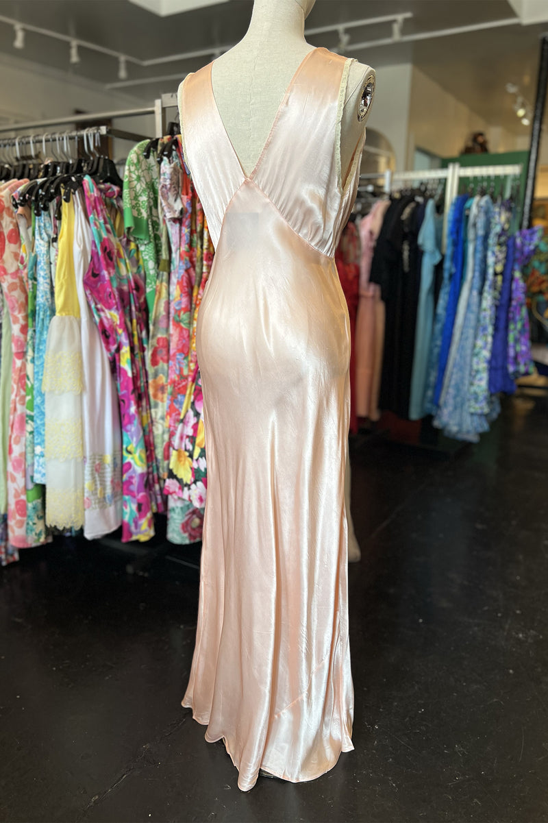 Vintage 1930s/40s Pink Silk Gown