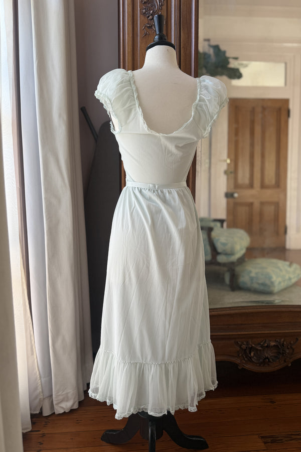 Vintage 1940s/50s Pale Blue Nylon Gown - Size XS/S