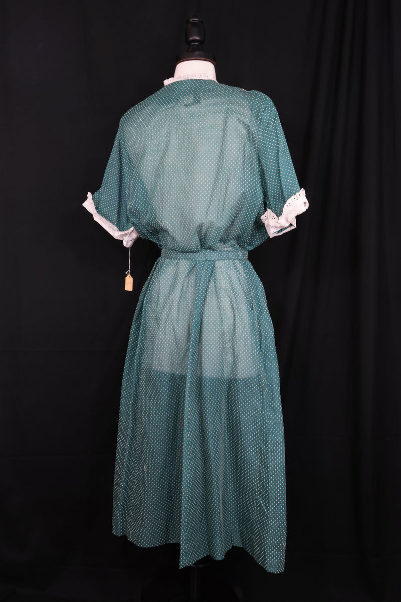 Vintage 1940s NEW OLD STOCK! Green Dress - 40in Waist