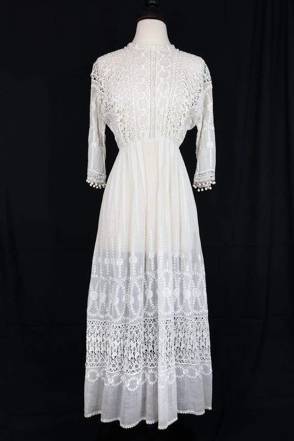 Vintage 1910s White Lace Dress - Sz XS/2