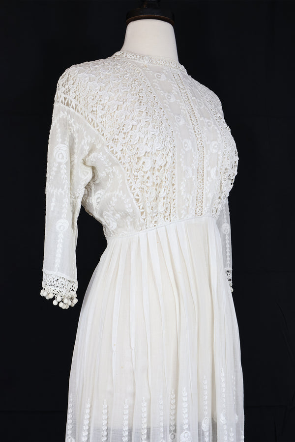 Vintage 1910s White Lace Dress - Sz XS/2