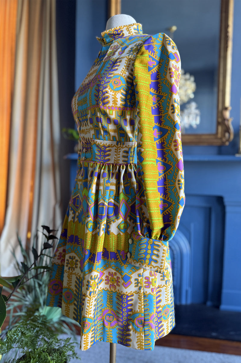 Vintage 1970s Aztec Pattern Dress
