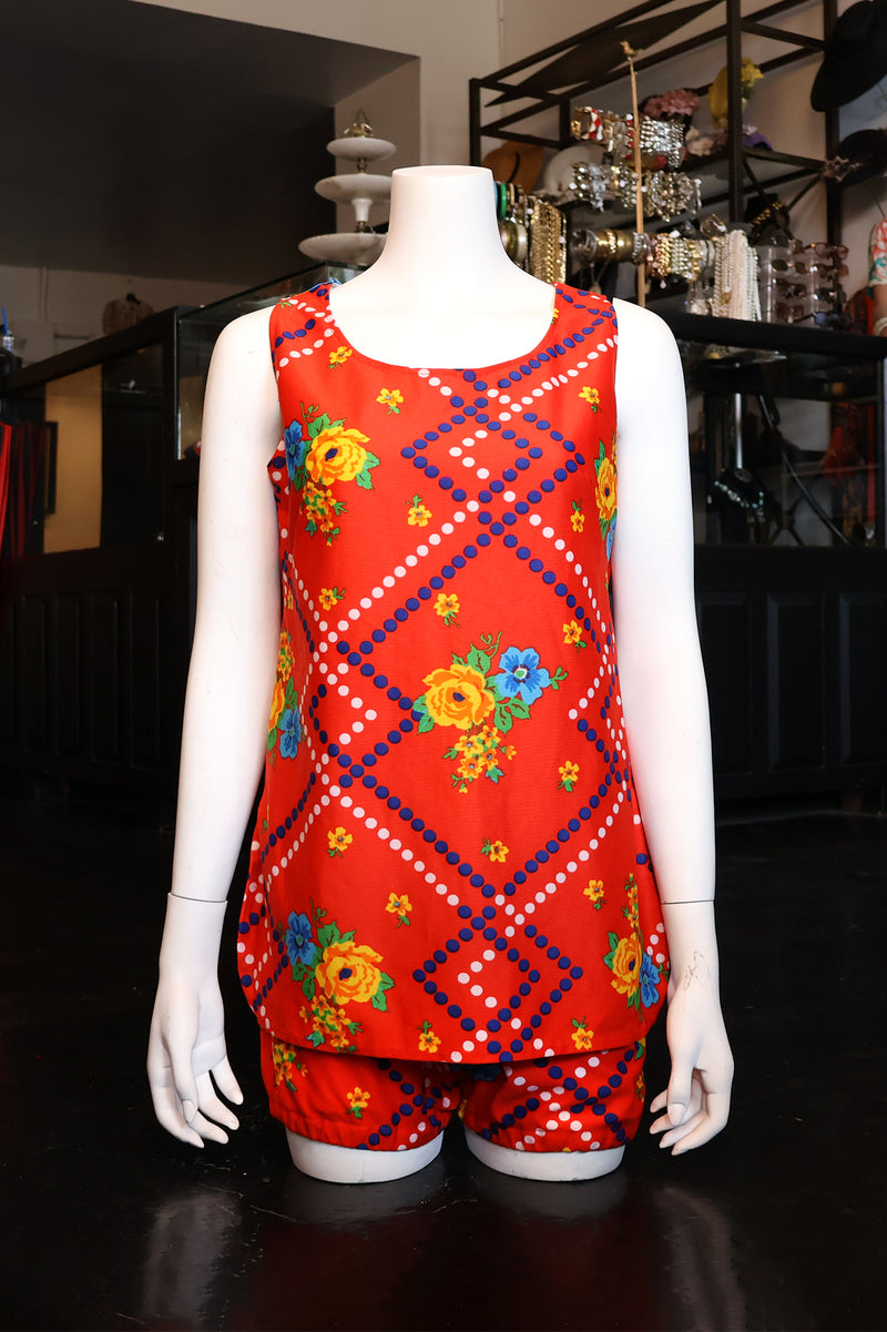 Vintage 1960s 70s Swim Playsuit