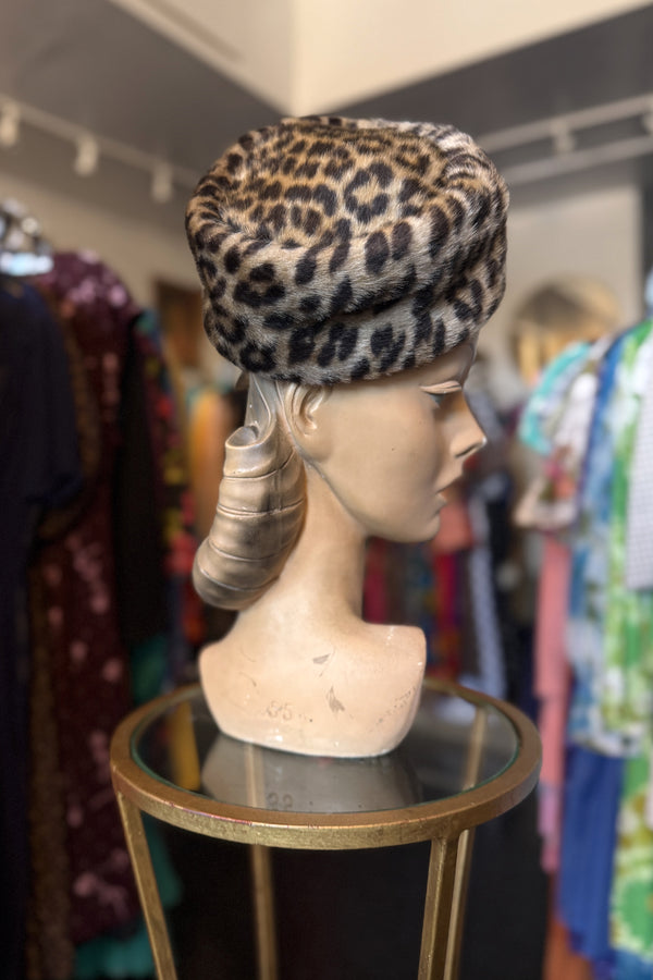 Vintage Faux Fur Leopard Hat