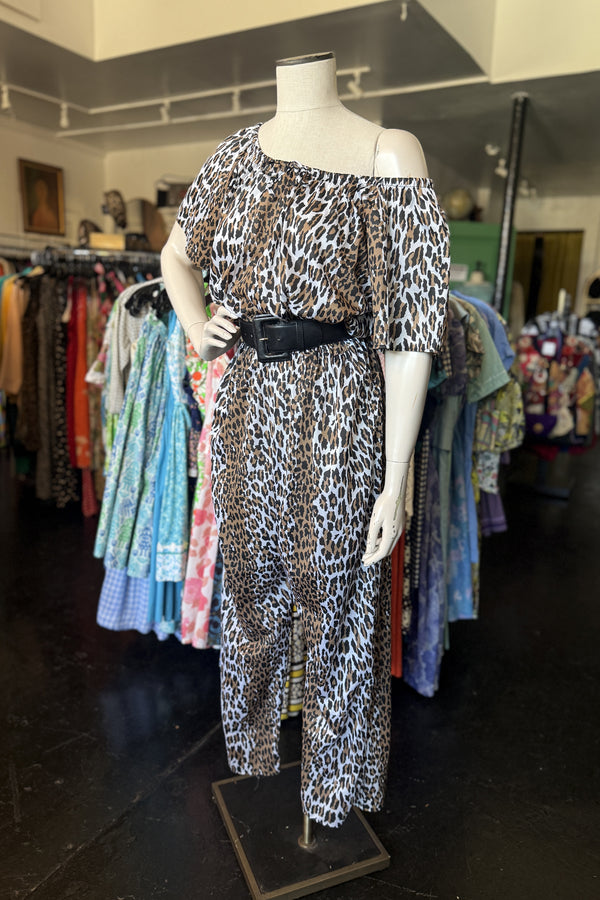 Vintage 1980s Leopard Jumpsuit - Sz M/L