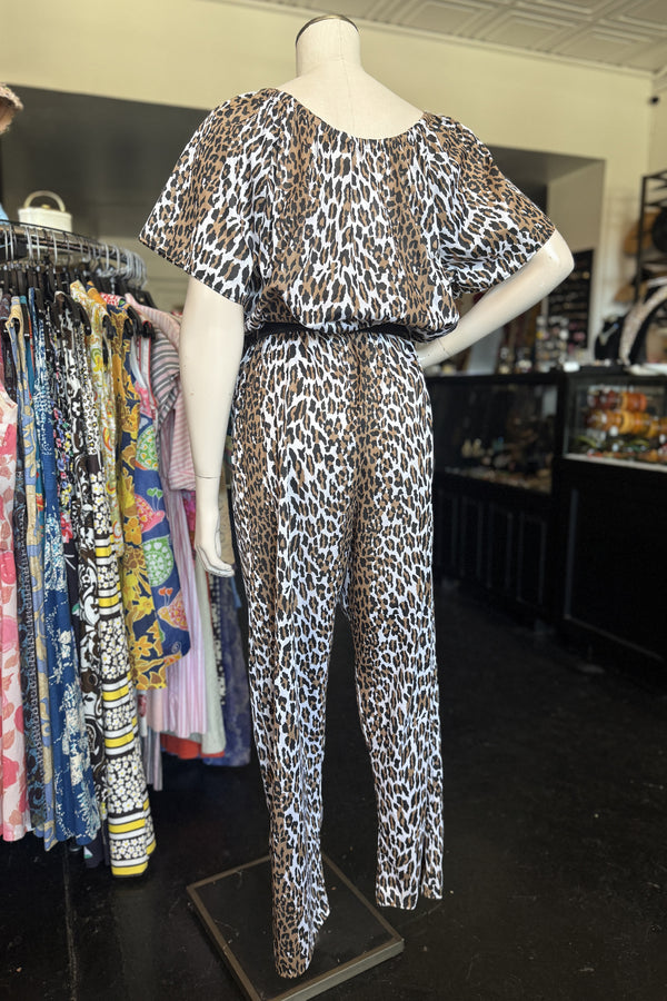 Vintage 1980s Leopard Jumpsuit - Sz M/L
