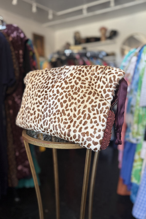 Vintage 1940s Stenciled Fur Muff/Purse