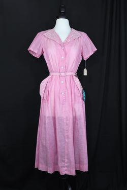 Vintage 1950s NEW OLD STOCK! Pink Dress - 38in Waist