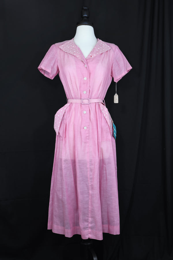 Vintage 1950s NEW OLD STOCK! Pink Dress - 38in Waist