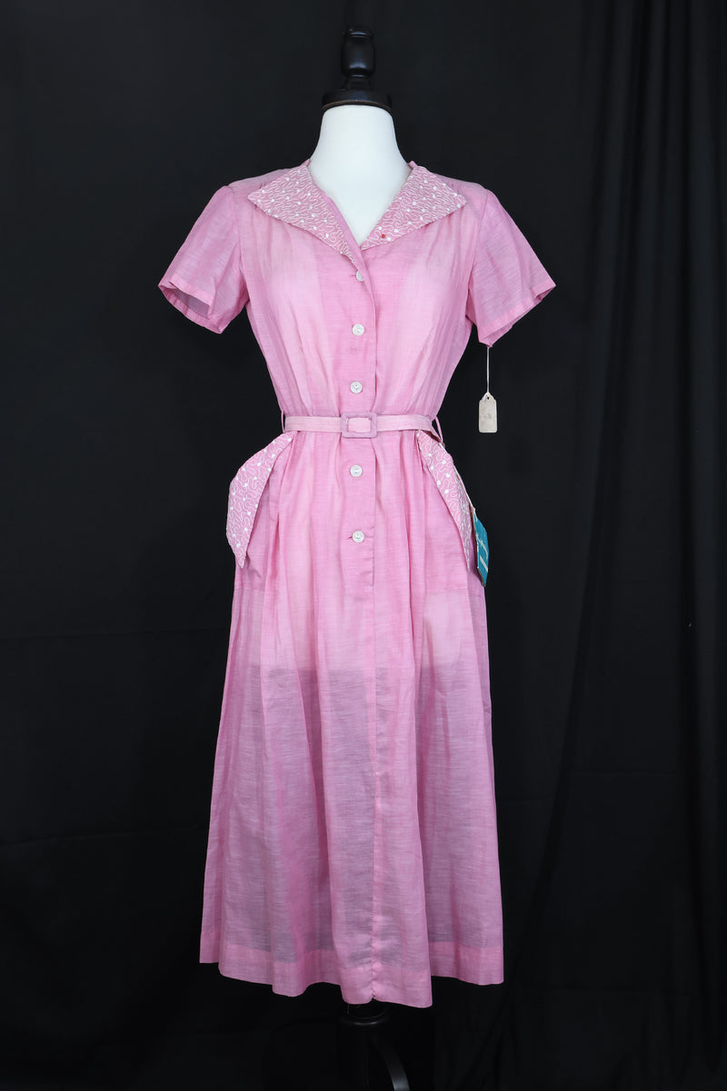 Vintage 1950s NEW OLD STOCK! Pink Dress - 38in Waist