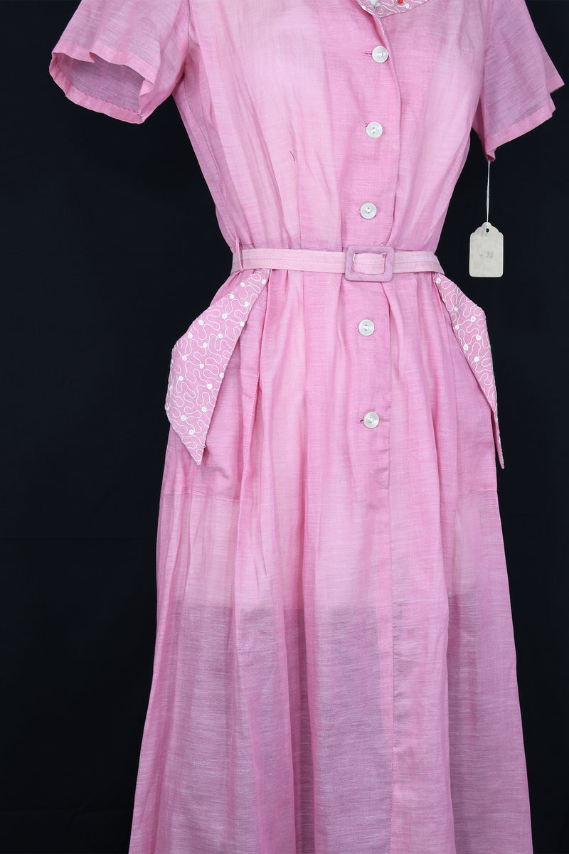 Vintage 1950s NEW OLD STOCK! Pink Dress - 38in Waist