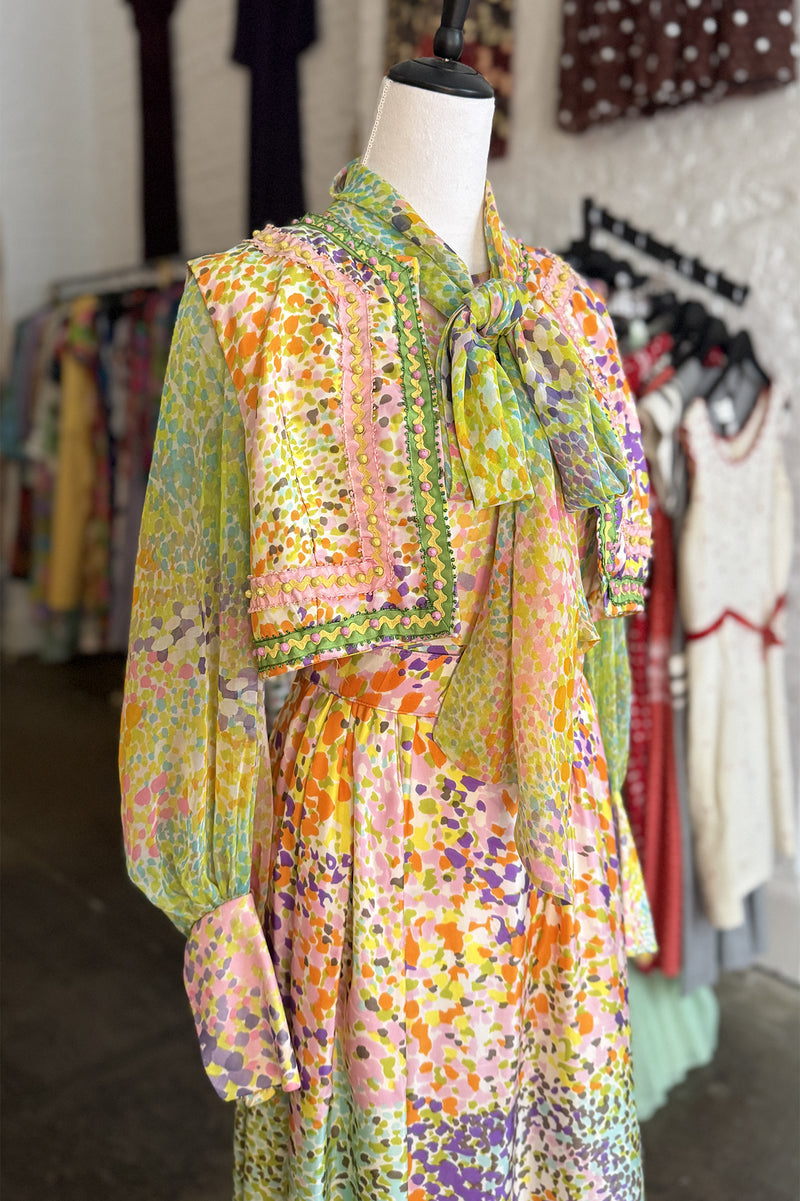 Vintage 1960 1970s Victor Costa 3-Piece Dress Set - Sz XS/S